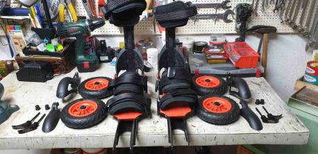 Vor dem Zusammenbau der Skikes Vor dem Zusammenbau der Skikes